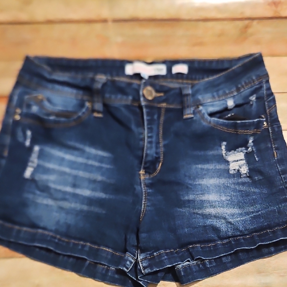 YMI Dark Blue Distressed Jean Shorts Size 11